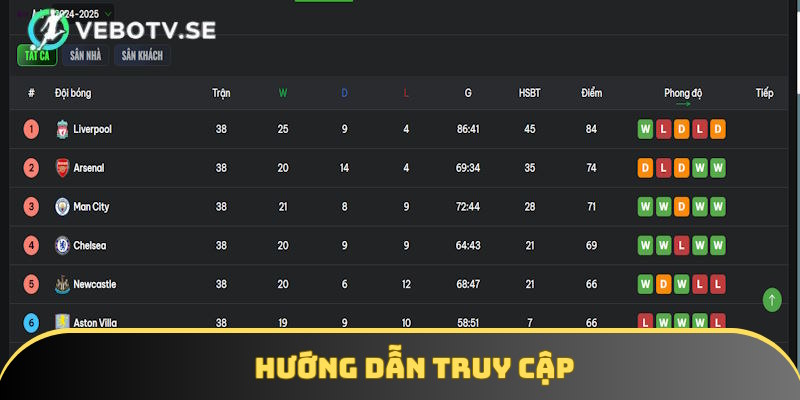 Nội dung hướng dẫn truy cập bảng xếp hạng